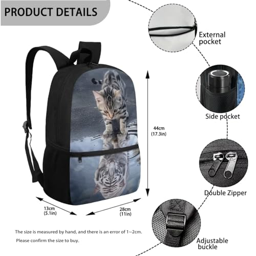 Uourmeti Cat Tiger Backpack and Lunch Bag 10-12 Girls Boys Middle School Bag with Water Bottle Holder Pencil Case Pouch Lightweight Bookbags for Kids Back To School Gifts3