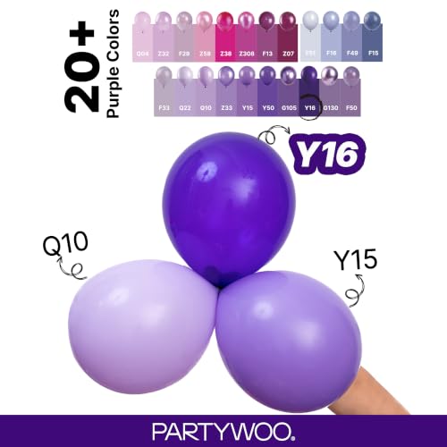 Image of PartyWoo Dark Purple Balloons 140pcs Different Sizes of 18 12 10 5 Inch Royal Purple Latex Balloon Arch Kit for Birthday Baby Shower Graduation Anniversary Bachelorette Party Decorations Purple-Y16