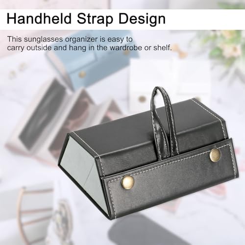 Image of PATIKIL Travel Sunglasses Organizer, 3 Slots Foldable Sunglasses Holder Leather Sunglass Storage Organizer Case