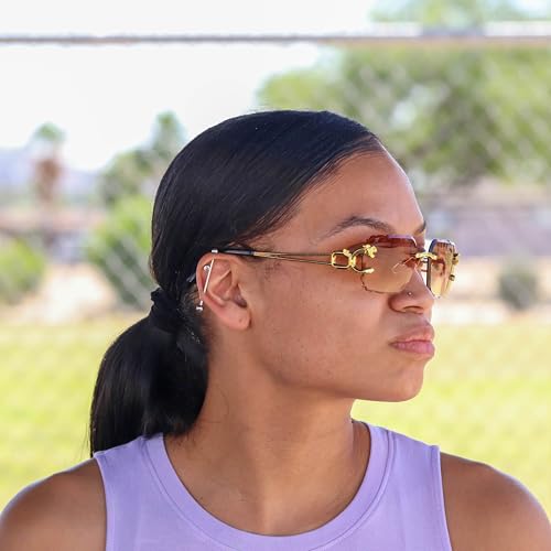 Image of Rimless Diamond Cut Trendy Retro Hip Hop Tint Lens Sun Glasses Frameless Rectangle Sunglasses For Men and Women
