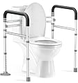 Soundfuse FSA/HSA Eligible Toilet Safety Rails for Seniors, Adjustable Toilet Handles for Elderly and Disabled, Foldable Handicap Toilet Safety Frame Fit Any Toilets (350 LB), Black