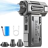 Compressed Air Duster - 130000RPM Mini Cordless Electric Air Blower with 2 Rechargeable Batteries, 4-Speed Adjustable with LED Light & 3 Nozzles Air Dusters for Computer Keyboard/Car/Home/Outdoor