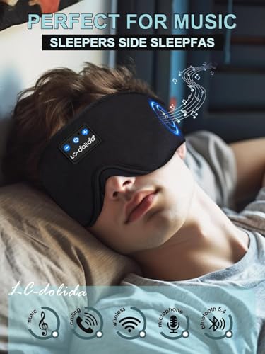 Image of LC-dolida 5.4 Bluetooth Sleep Headphones, 3D Sleep Mask Bluetooth Wireless Music Eye Mask, Sleeping Headphones,Ideal for Travel, Night Work, Side Sleeping and Office Use for Both Men and Women