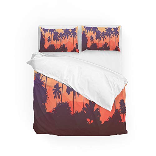 Housse de couette de lit supérieure King size à motif tropical