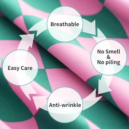 Image of Best Season Bed Sheet Set 3 Pieces -Twin Size-Soft Durable Microfiber Bedding Sheet Set,Deep Pocket,Stain,Fade & Wrinkle Resistant (Plaid Pink&Green)