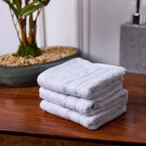 Image of Bamboo Soul Bamboo Face Towel | Ultra Absorbent & Super Soft | 30 x 30 cm - 550 GSM | Pack of 3 (Light Grey)