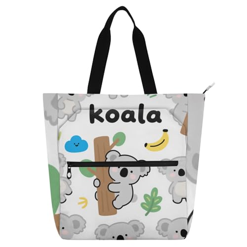 Bolsas de mano de koala gris para niños y mujeres con bolsillo de cremallera
