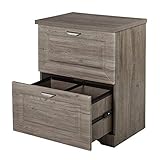 HOMCOM Wood 2-Drawer Lateral File Cabinet Organizer with File Hooks and Spacious Tabletop Display for Home Office, Grey