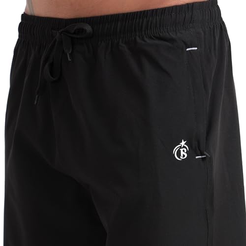 Image of BLUE STAR SHARK Athletic Sports Shorts for Men with Zip Pockets and Elastic Waistband Quick Dry Lightweight Activewear Combo - Pack of 2