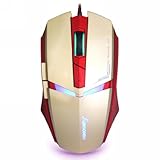 Qisan(TM) USB Wired 1600 DPI Adjustable LED Cool Gaming Mouse(Golden)
