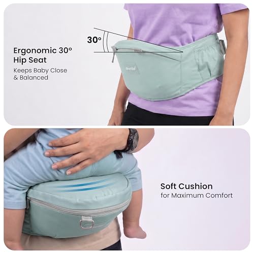 Image of Cherilo Baby Carrying Bag with 4 Carry Positions, Hip Seat Baby Carrier for 0 to 3 Year Baby, Adjustable New Born to Toddler Carrier up to 15 Kgs (Green)