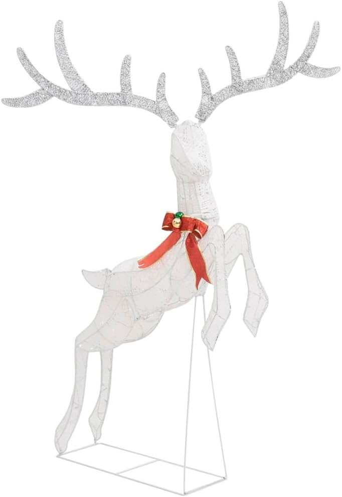 vidaXL - Magical Flying Reindeer Christmas Decoration with Energy-Efficient 120 LEDs, Multiple Lighting Effects, Indoor/Outdoor Use, White and Silver