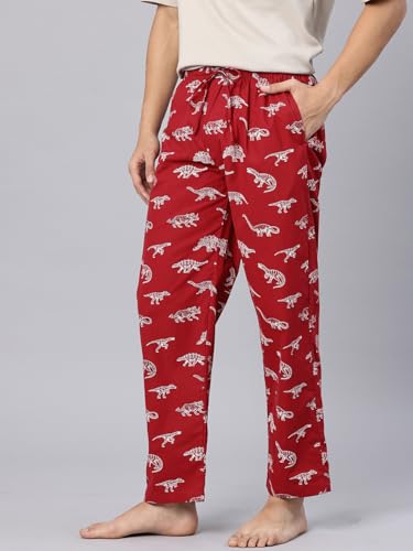 Image of Majestic Man Men's Printed Pure Cotton Lounge Pyjama | Comfort Fit | Elastic Waist with Drawstring | 3 Pockets | Button Closure
