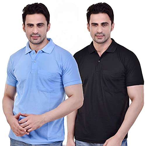Image of SMAN Men's Polo T-Shirt Regular Fit Half Sleeve Multi Color Combo Pack of 2