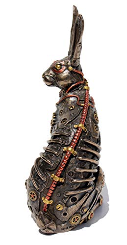 Estatua de conejo steampunk en bronce antiguo 15 cm miniatura 5