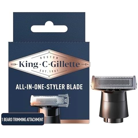 King C. Gillette All-in-One Styler Beard Trimmer Razor Refill with 4-Directional Metal Razor Blades, 1 Cartridge Cover