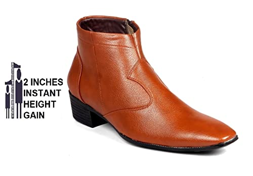 Image of BXXY Men's 2 Inch Heel Height Increasing Formal Zipper Boots