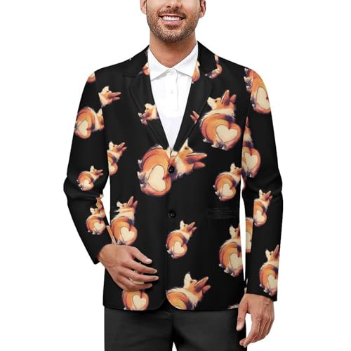 Cute Dog Love Heat Butt Men's Blazer Printed Button Suit Jacket Slim Sport Coat Blazers