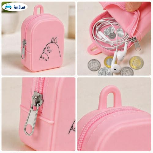 Image of FunBlast Cute Cat Shape Silicone Coin Purse for Kids & Adults - Mini Pouch for Coins, Earphones, Keys & Small Essentials, Aesthetic Pouches for Girls & Women - 12 X 9.5 X 3 Cm (Cat-Pink)