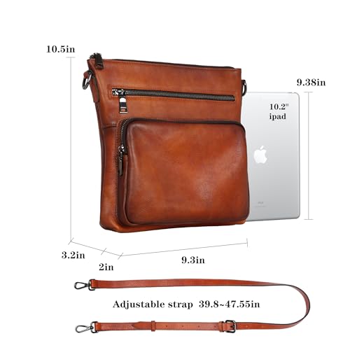 HESHE Genuine Leather Crossbody Purses for Women Soft Leather Purse Satchel Shoulder Bags with Multi Pockets3