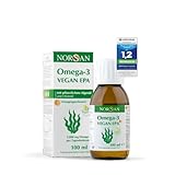 NORSAN Omega-3 VEGAN EPA 100 ml - extrem hoher EPA-Gehalt: 1.104 mg pro Tagesdosis - 2.000 mg Omega-3 aus hochwertigem Algenöl - mit 800 IE Vitamin D3 & Polyphenol-reichem Olivenöl