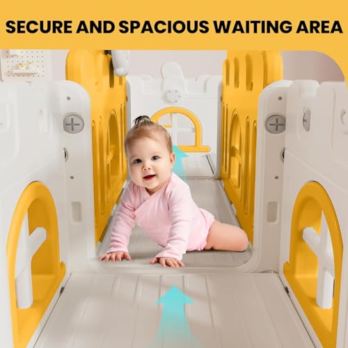 10 in 1 Toddler Slide, Toddler Indoor Outdoor Playground, Toddler Playset, for Age 1-3, Basketball Hoop, Telescope, Climbing Ladder, Crawl-Through Tunnel and Swing