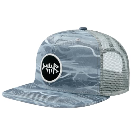 Image of BASSDASH Flat Brim Trucker Cap Adjustable Snapback Hat Mesh Back for Men Women