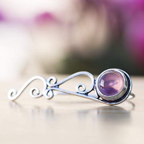 Amethyst Ear Crawlers, Silver Climber Earrings, Pair Of Celtic Knots Ear Crawlers, Purple Sweep Earrings, Bohemian Ethnic Tribal Jewelry For Women, Handmade By Lilyom. (Amethyst Ear Crawlers) #TOP3