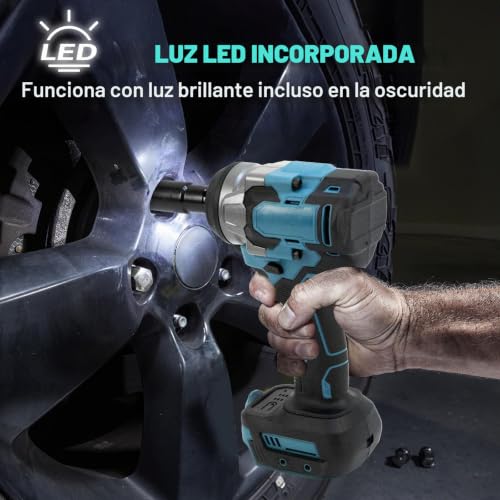 Miniatura 7 de Llave De Impacto Inalámbrica Brushless 700nm Atornillador Impacto Compatible Con Makita 18v Batería Brushless Pistola De Impacto Bateria 1 2 Pistola De Impacto Electrica, 6 Tomas De Impacto