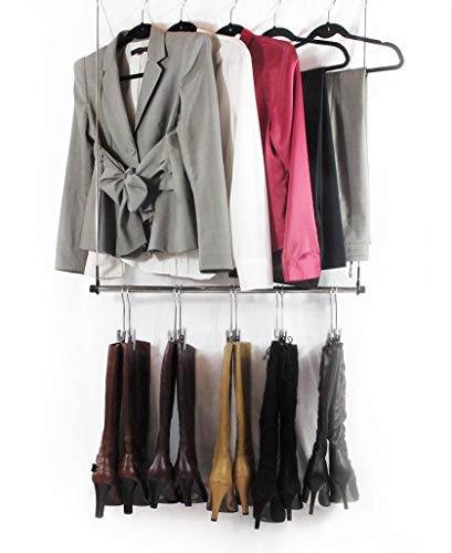 Boottique Boot Organizer: Hanging Boot Rack Doubles Closet Rod Space and Stores Boots- Fits in Most Closets- Hangs, Holds, Shapes, & Protects Every Size and Style of Boots (with 6 Boot Hangers)