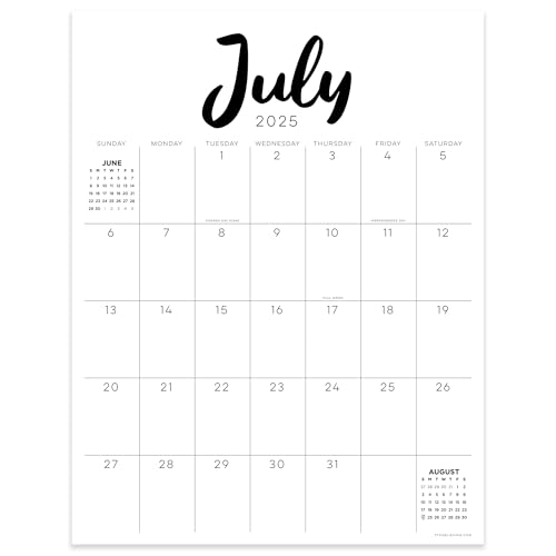 tf publishing july 2025 - june 2026 large art poster wall calendar with premium paper tear-off sheets - 12 month academic year desk or hanging office calendar for schedules - 17 in x 22 in