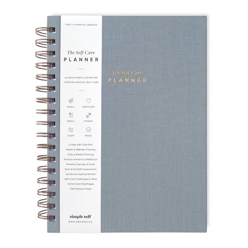 Simple Self - Planificador de autocuidado de 6 meses sin fecha, diario, mensual, semanal, centrado en el bienestar, la productividad, el logro de objetivos y la felicidad (luna, edición diaria: 6