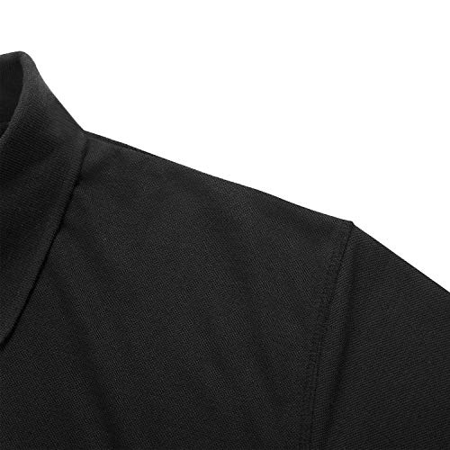 Men's Short Sleeve Polo Shirt Moisture Wicking Performance Dry Fit Golf Polo With Pocket (Black, 3Xl) #TOP4