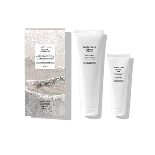 [ comfort zone ] Essential Double Size Kit, With Face Wash and Scrub, Most-Loved Products in Double Format, Proper Everyday Face Cleaning 300 ml and 120 ml (2 Piece Set)
