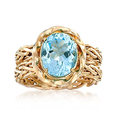 Ross-Simons 4.20 Carat Blue Topaz Woven Ring in 14kt Yellow Gold. Size 9