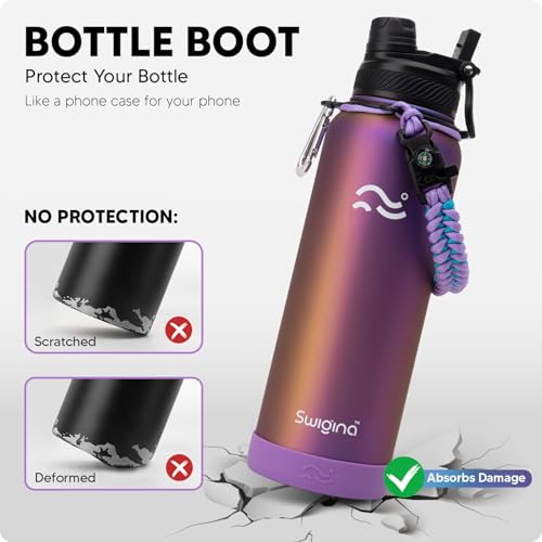 Image of Swigina Insulated Water Bottle with Boot (Keep 36 hrs Cold) BPA Free, 40 oz