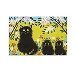 Maud Lewis Leinwanddruck, Motiv: Drei schwarze Katzen von 