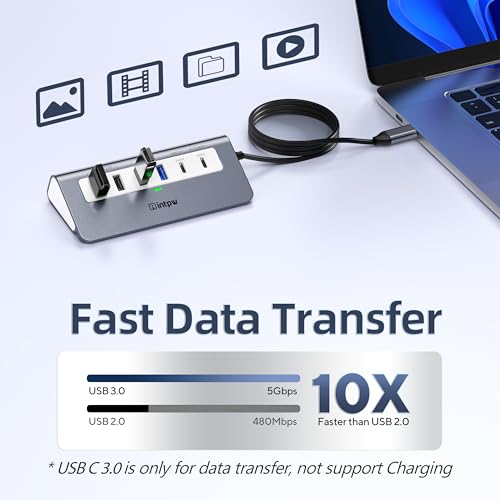Image of intpw USB C Hub, P9 USB C Hub Multiport Adapter with 4K@60Hz HDMI, PD 100W, Type-C & 2 USB A 3.0 5Gbps, 2 USB A 2.0, SD /TF Ports, Aluminum USB Hub for Laptop, iPhone 17 Series, MacBook, iPad