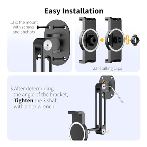 Vanconwey Tablet Wall Mount,Swivel & Tilt,Aluminium iPad Wall Mount,360&deg;Rotation Base,Adjustable and Foldable for 4.7-13 Inch Phones and Tablets,VC-Z1218(1 Packs,Black)