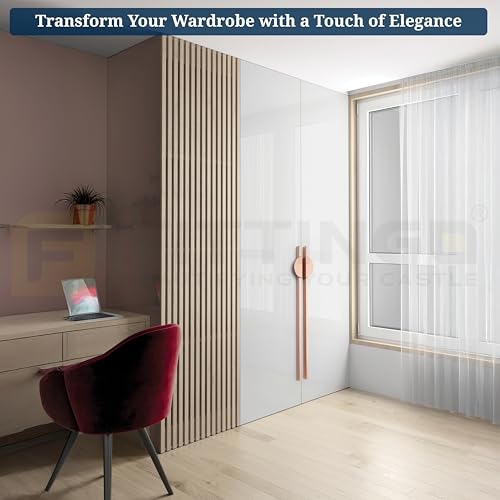 Image of Polo 63 cm Aluminum Wardrobe Handle /Rose Gold TT Finish /600mm Hole to Hole /Large Wardrobe Door Handle /Modern Interior for Home /Handle for Wardrobe - Pack of 1(Right)-| 3 Years Warranty |