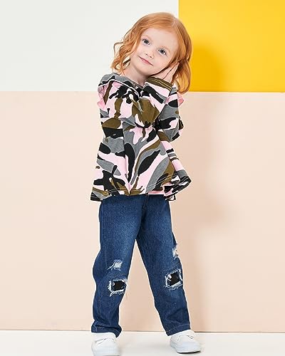 Image of SODLON Baby Girl Clothes Toddler Girls Winter Outfits Infant Clothing Ruffle Top Denim Pants Jeans Cute Fall Outfit Set