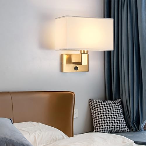 Iluminación de pared decorativa en cobre y pantalla textil con luz blanca LED vintage 6