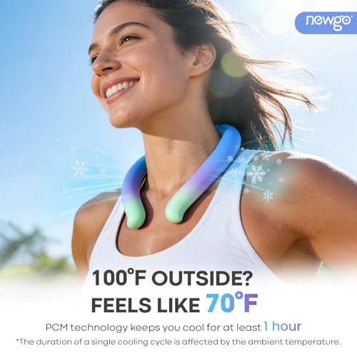 Image of NEWGO Neck Cooling Tube, Neck Cooler for Summer, Blue Yellow Mix, 1 Pack | Hands-free Wearable Cooling, Reusable Ice Ring for Gardening, Menopause Hot Flashes, and Outdoor Sports