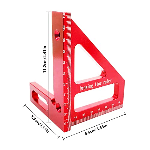 3D Multi Angle Measuring Ruler - 45 90 Degree Triangle Scriber Square Protractor, Miter Triangle Ruler Measuring Tool For Engineer Carpenter Woodworking Tool Aluminum Alloy #TOP2