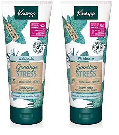 Kneipp Wirkdusche Goodbye Stress - feuchtigkeitsspendendes Duschgel mit ätherischen Ölen aus Rosmarin & Wasserminze für mehr Energie - vegan - ohne Mikroplastik - 200ml (Packung mit 2)