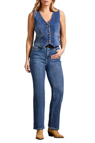 Tribal womens Women's Brooke High-rise Microflare Jeans With Contrast Waistband