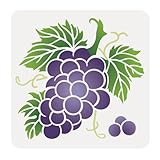 Grape Fruit Craft Stencil for Drawing 11.8 x 11.8 Inch Reusable Plastic Grape Stencil for Painting on Wood Wall Fabric Furniture, DIY Home Decor Craft Stencil