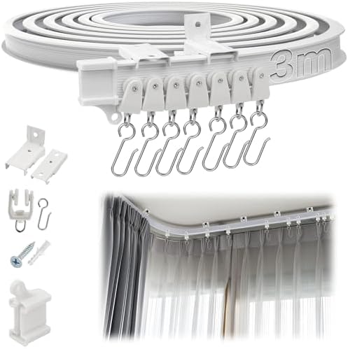 SWTYExt Ceiling Curtain Track 3m/9.8Ft Bay Window Curtain Track ...