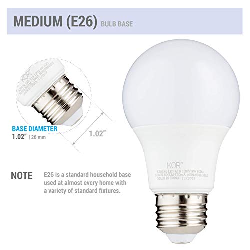 Kor K20634 6 Pack) Kor 9W Led A19 Light Bulb – (60W Equivalent), Ul Listed, 5000K (Bright White thumb #2