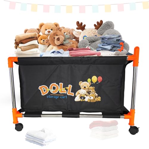Toy Storage Organizer with Wheels, Stuffed Animal Storage Chest for Living Room, Playroom, Bedroom
